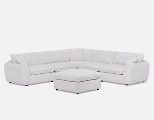 KIMM - contemporary 6-pc modular sectional sofa - Cream