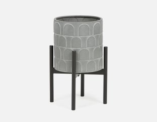 DREW - cache-pot et support en métal 26 cm - Noir/blanc