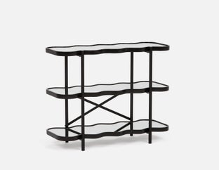 KAYRA - 3-tier mirrored Shelves 100 cm - Black