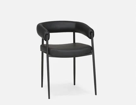 TAURO - chaise en similicuir, structure brossée - Noir
