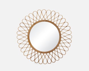 BANNON - rattan framed mirror 104 cm - Natural