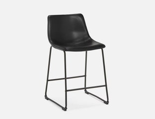HAYDEN - rétro-moderne tabouret de comptoir avec dossier 61 cm - Noir
