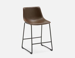 HAYDEN - rétro-moderne tabouret de comptoir avec dossier 61 cm - Brun foncé
