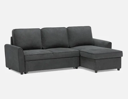ALEX - moderne canapé-lit d'angle interchangeable avec rangement - Charbon