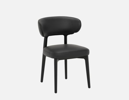 SEVILLE - chaise de salle à manger du milieu du siècle 100% cuir - Noir