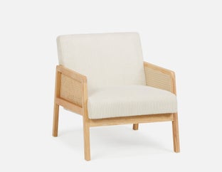 BECKETT - armchair with corduroy and rattan accents - Beige