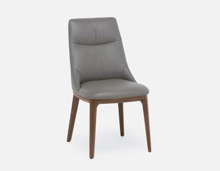 TOLEDA - 100% leather contemporary dining chair - Grey