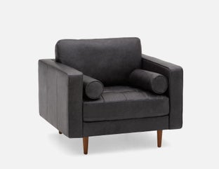 KINSEY - fauteuil 100 % cuir - Noir