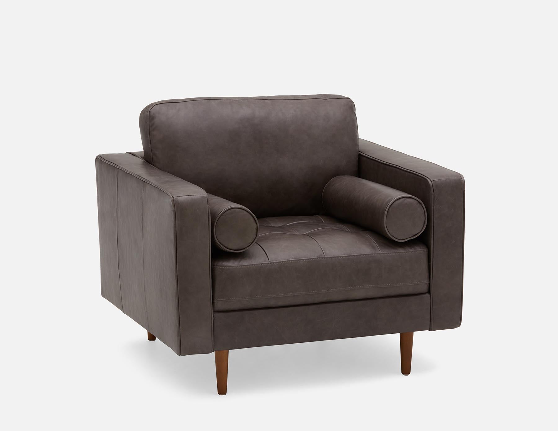 KINSEY - 100% leather armchair - Grey