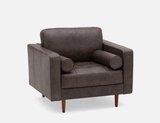 KINSEY - 100% leather armchair - Grey