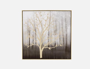 ALBERO - framed hand embellished giclée 83 cm x 83 cm - Black/Gold