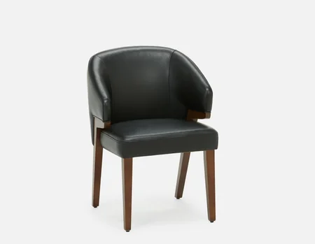 AKSEL - chaise de salle à manger en cuir - Noir