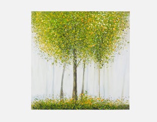 JOHAN - tableau peint à la main 100 cm x 100 cm - Blanc/vert