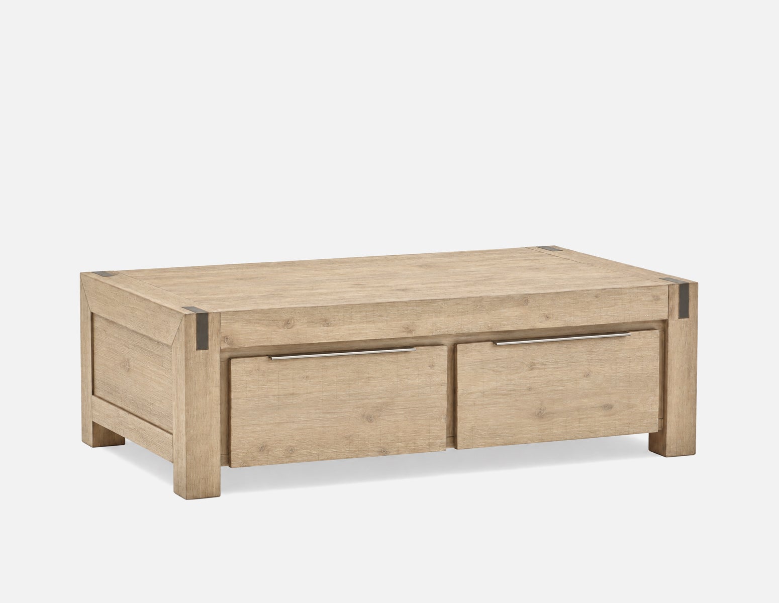 BREMEN table basse en bois d'acacia avec tiroirs campagnard moderne undefined