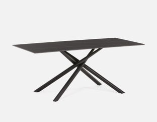 YANO - table de salle à manger moderne minimaliste avec plateau en céramique 180 cm - Noir