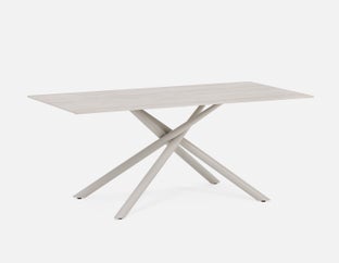YANO - table de salle à manger moderne minimaliste avec plateau en céramique 180 cm - Beige