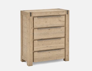 BREMEN - commode à 4 tiroirs en bois d'acacia campagnard moderne - Brun