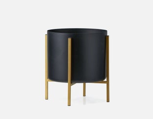MAVE - cache-pot en métal et support 29 cm - Noir/or