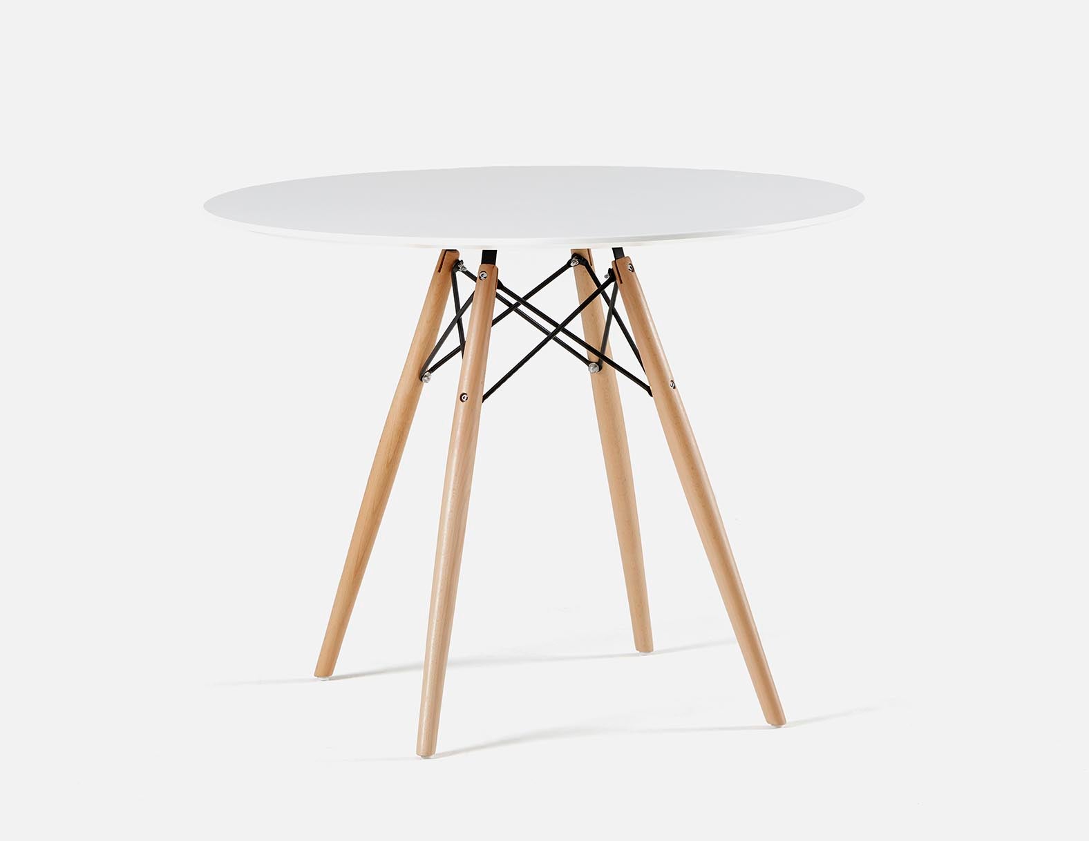 EIFFEL table ronde au fini laqué avec base en bois d'hêtre massif 90 cm undefined