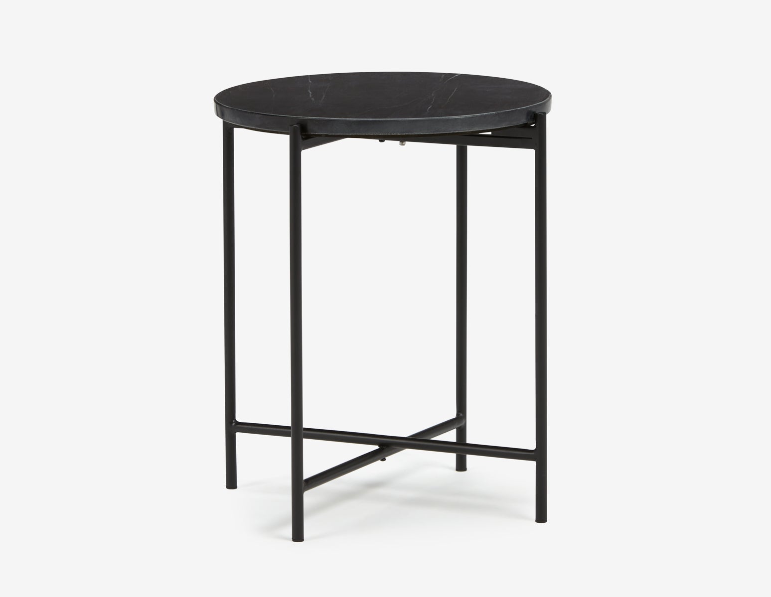 DENVER - table d’appoint ronde en marbre 45cm - Noir
