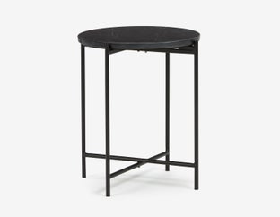 DENVER - round marble end table 45cm - Black