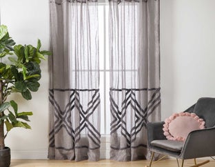 RAMONA - set of 2 sheer curtain panels - Grey