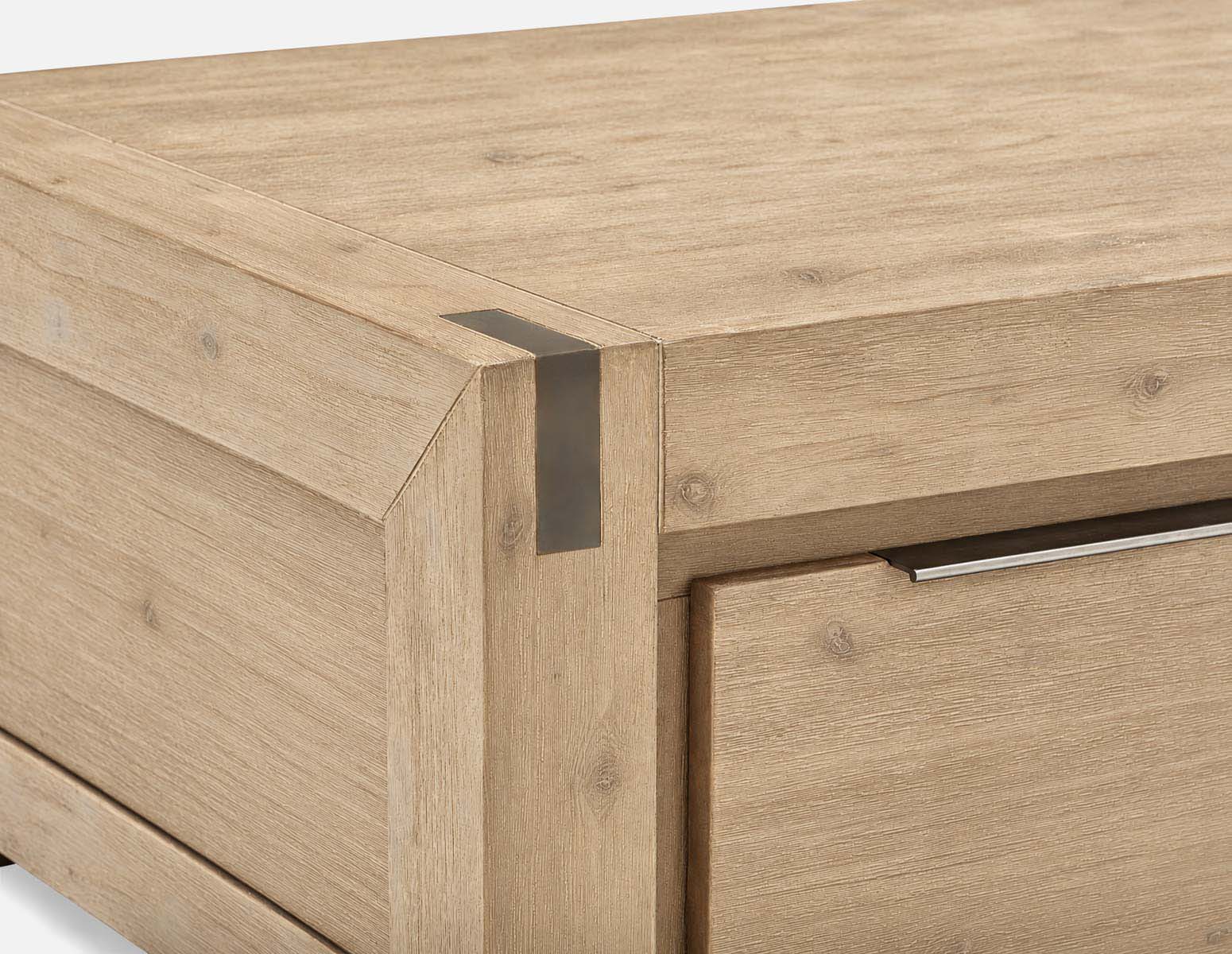 BREMEN table basse en bois d'acacia avec tiroirs campagnard moderne undefined