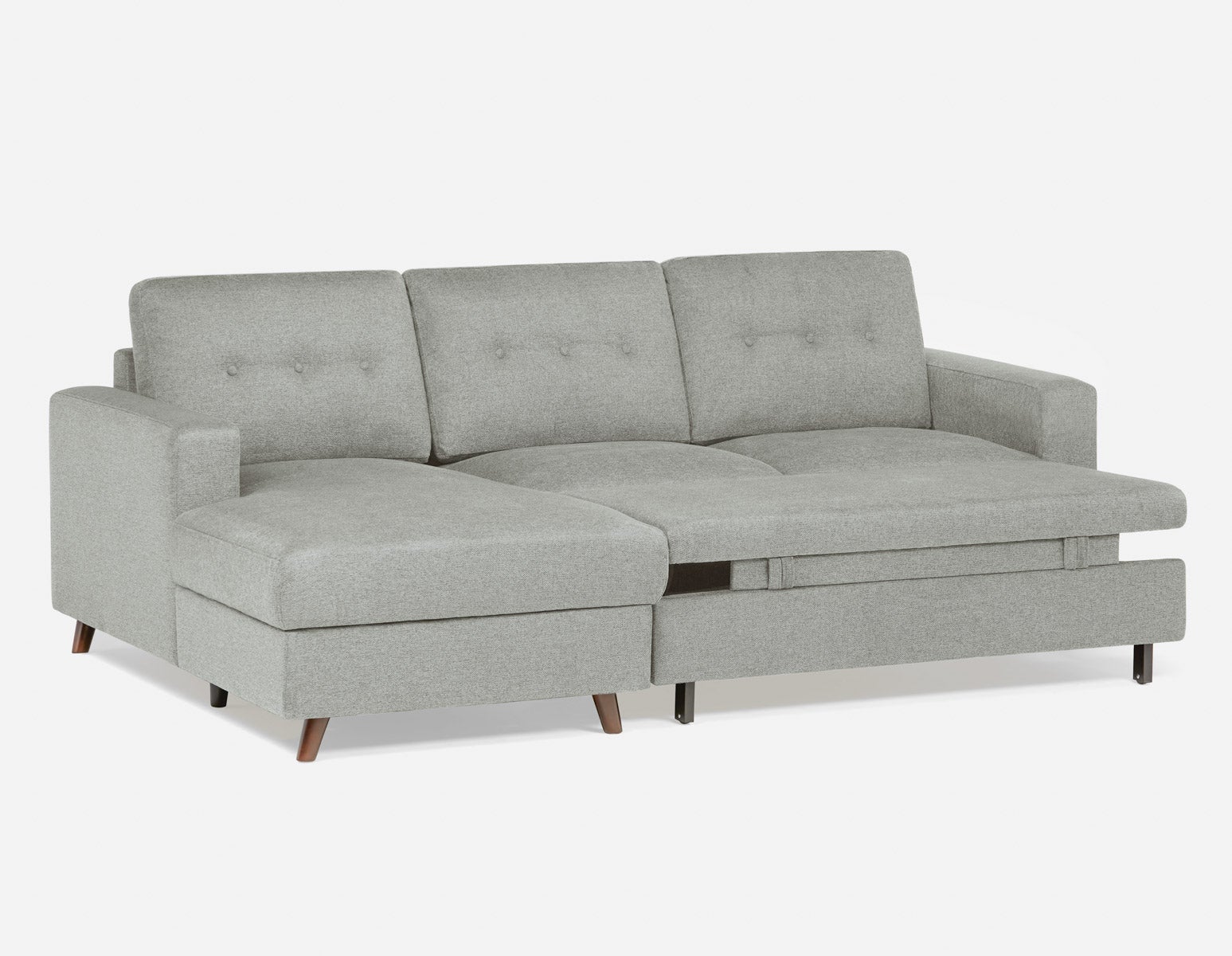 RENEE mid-century modern left-facing sectional sofa-bed with storage undefined