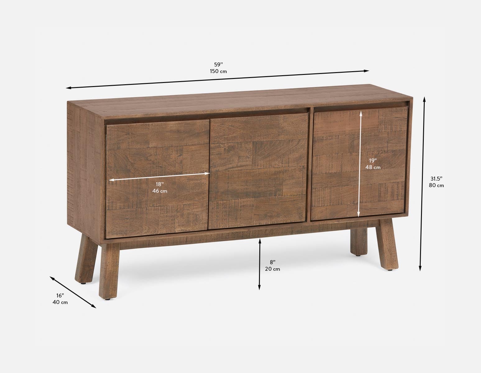 THESSALIA distressed solid mango wood sideboard undefined