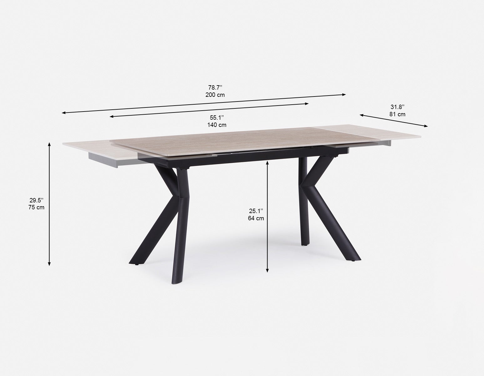WILLMA extendable modern dining table 140cm to 200cm undefined