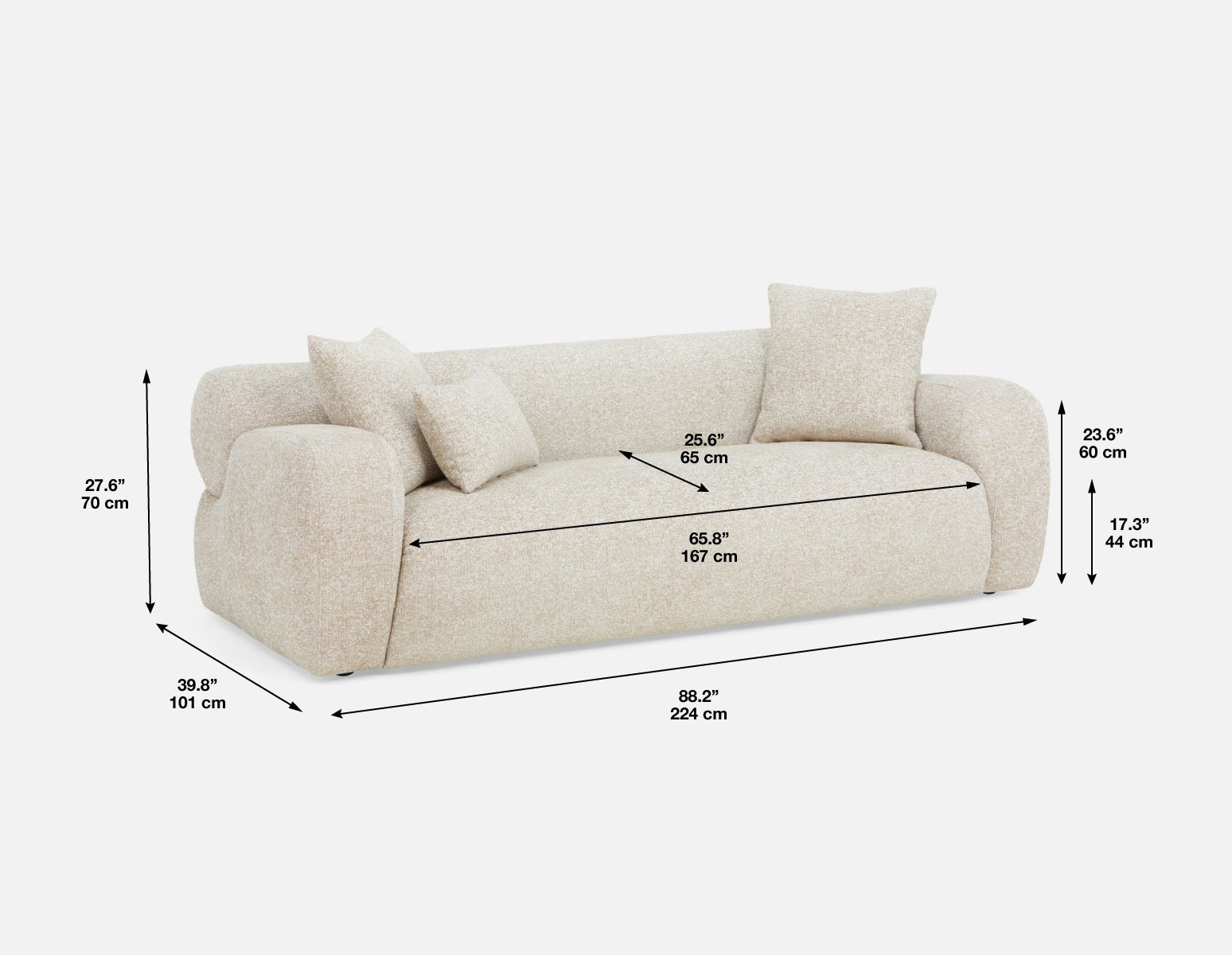 CADIZ modern 3-seater sofa undefined