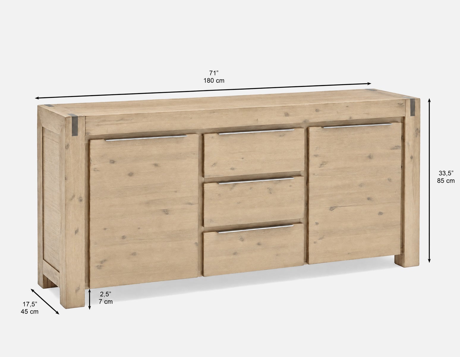 BREMEN buffet à 2 portes en bois d'acacia campagnard moderne undefined