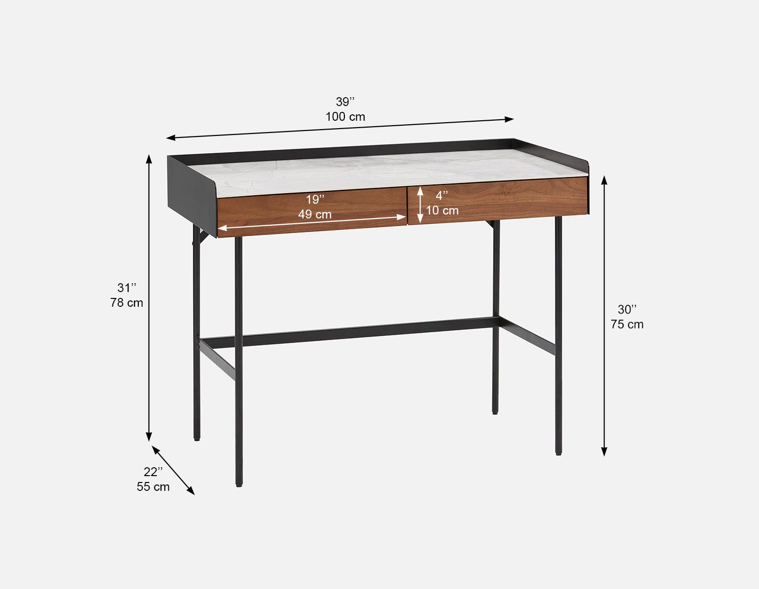 MARTIN desk with ceramic top (width: 100 cm) undefined