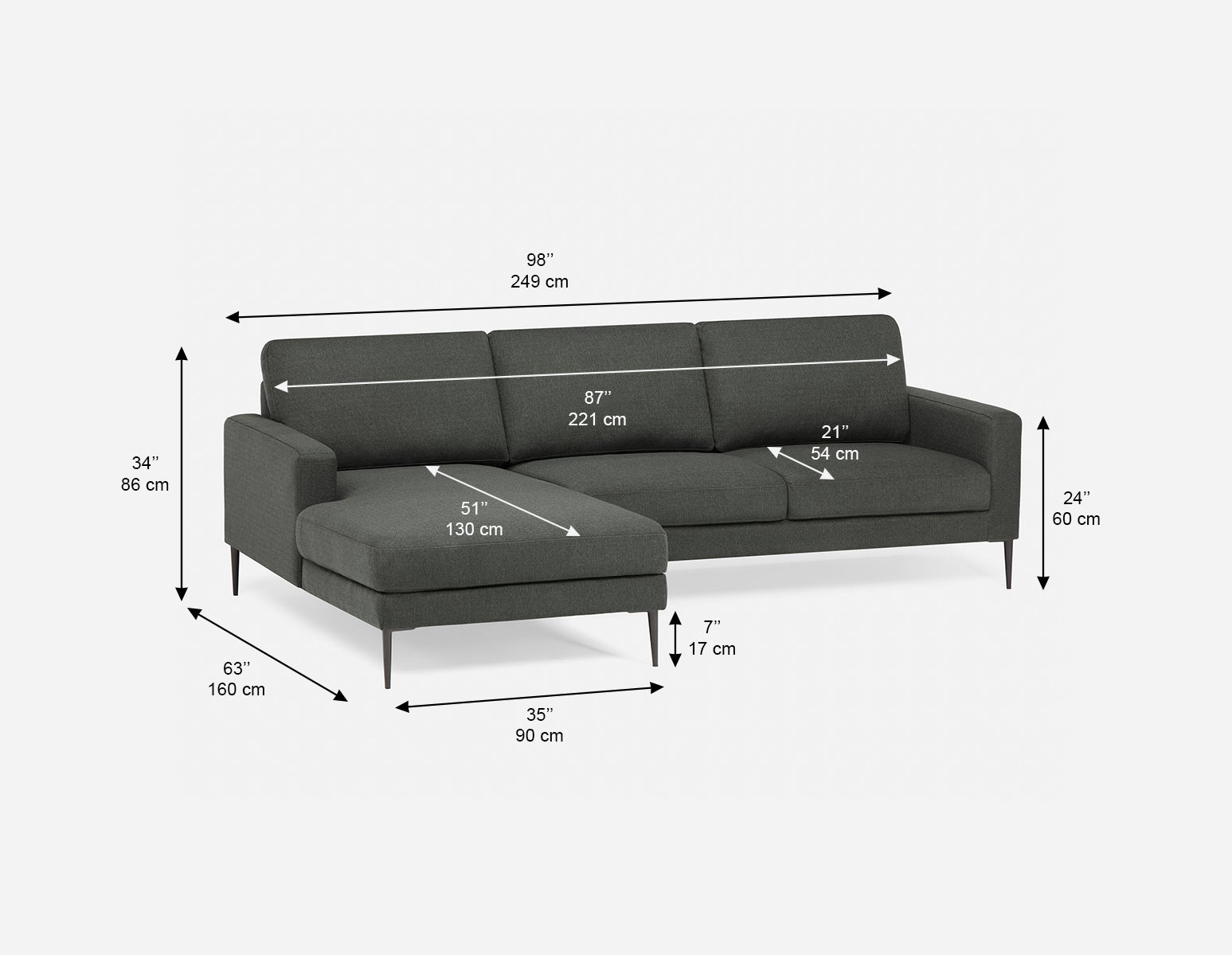TERESA contemporary left-facing sectional sofa undefined
