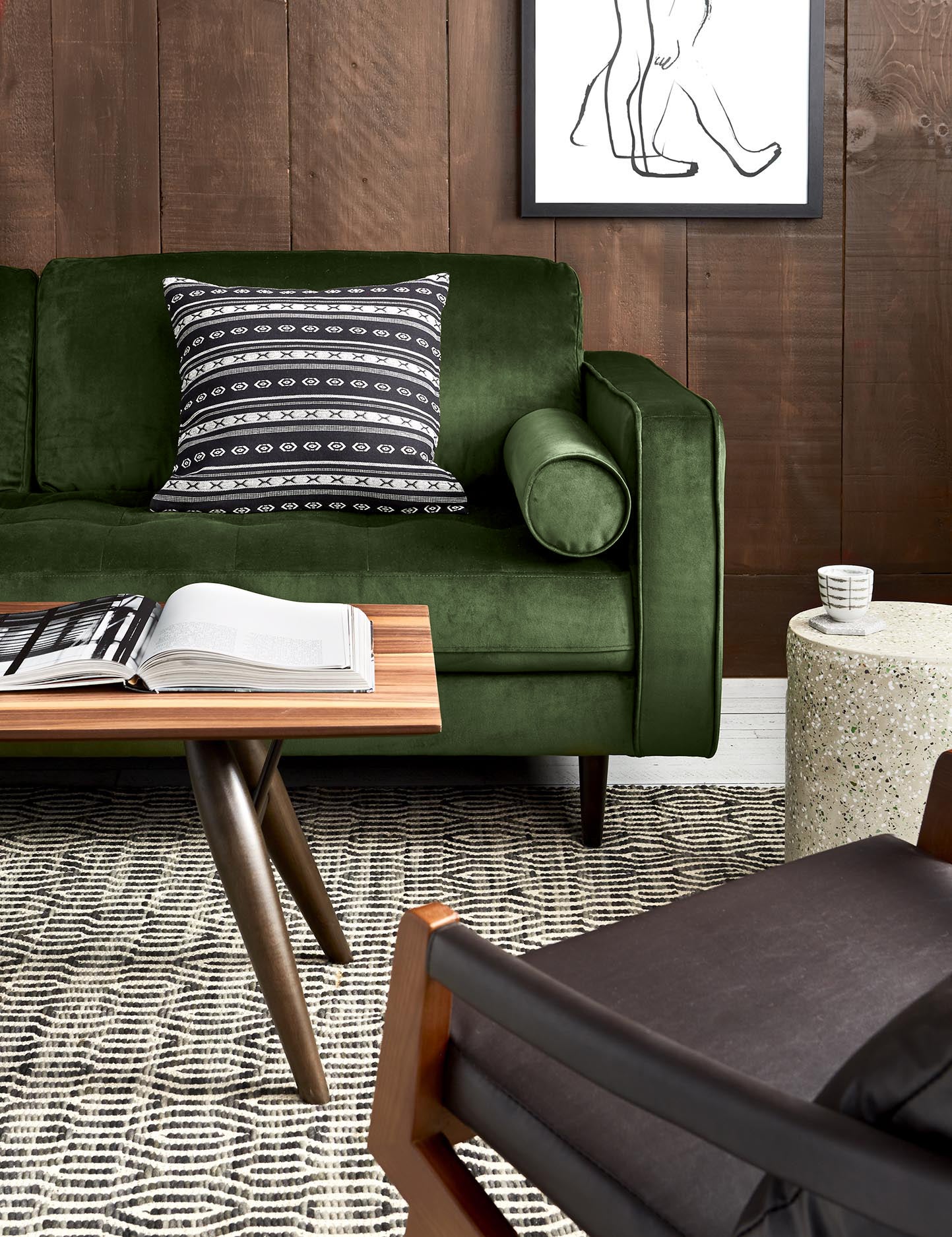 KINSEY velvet 3-seater sofa undefined