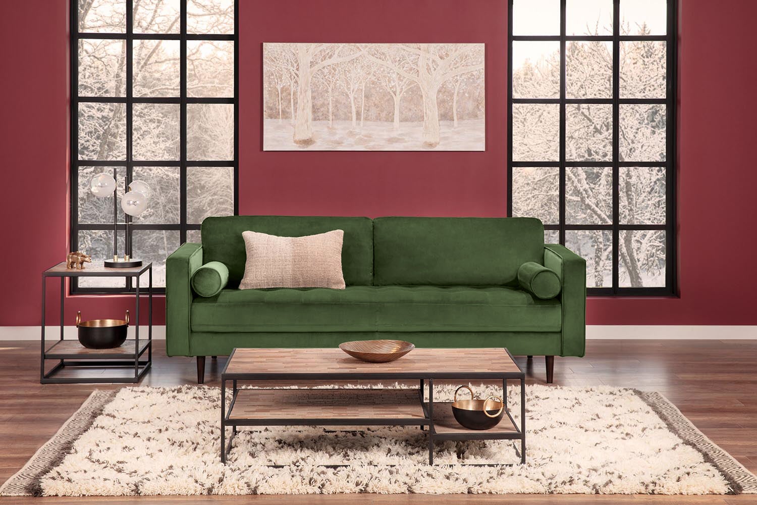 KINSEY velvet 3-seater sofa undefined