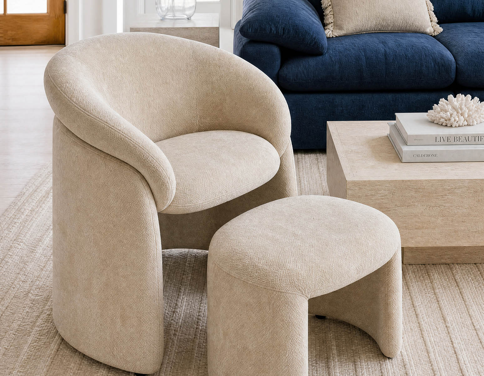 HANCHA modern accent chair with ottoman undefined