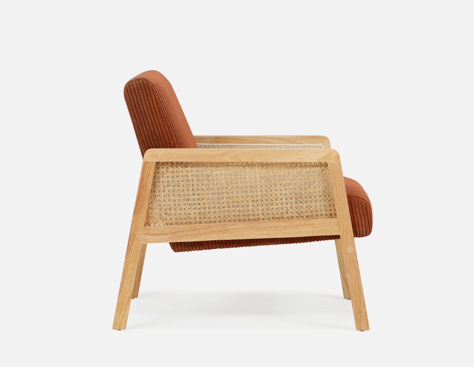 BECKETT fauteuil aux accents de velours côtelé et de rotin undefined