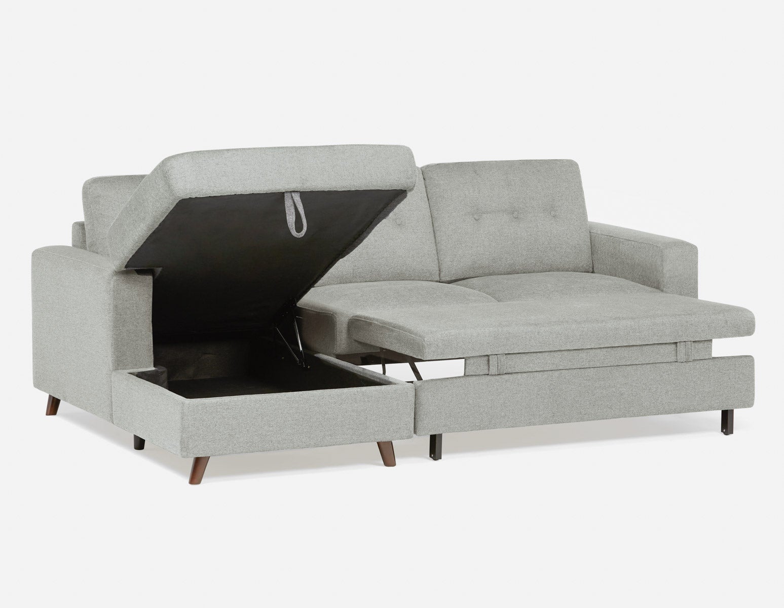 RENEE mid-century modern left-facing sectional sofa-bed with storage undefined