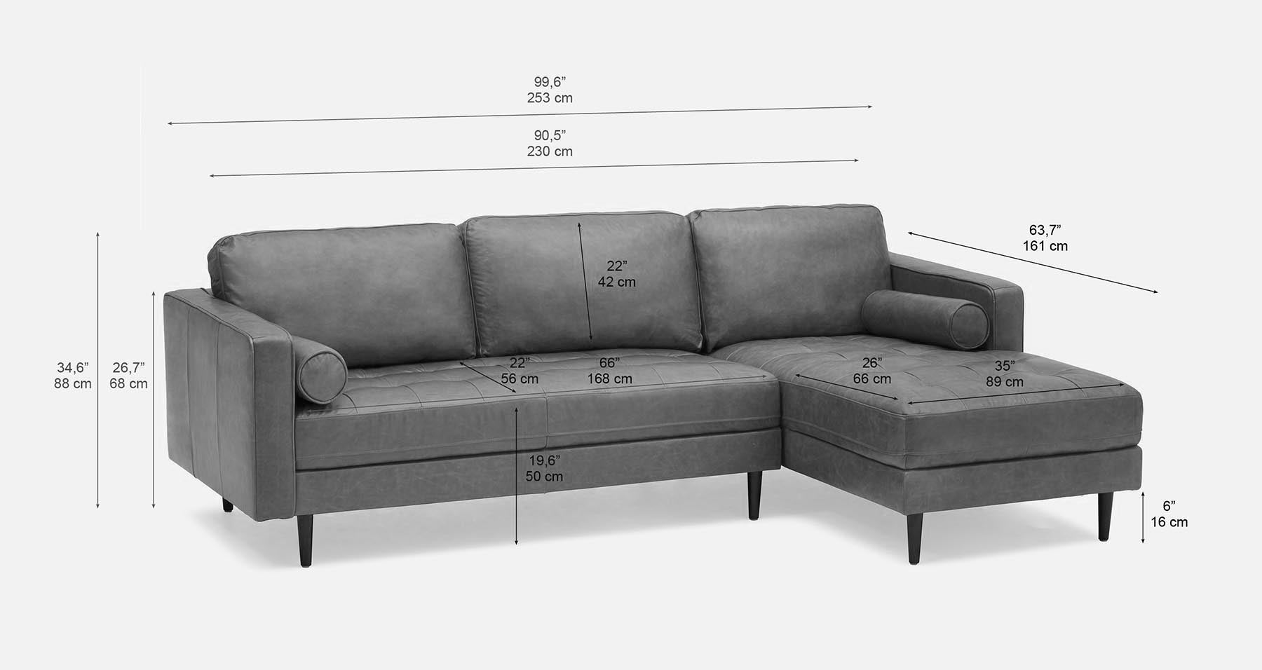 KINSEY canapé d'angle 100 % cuir, côté droit moderne du milieu du siècle undefined