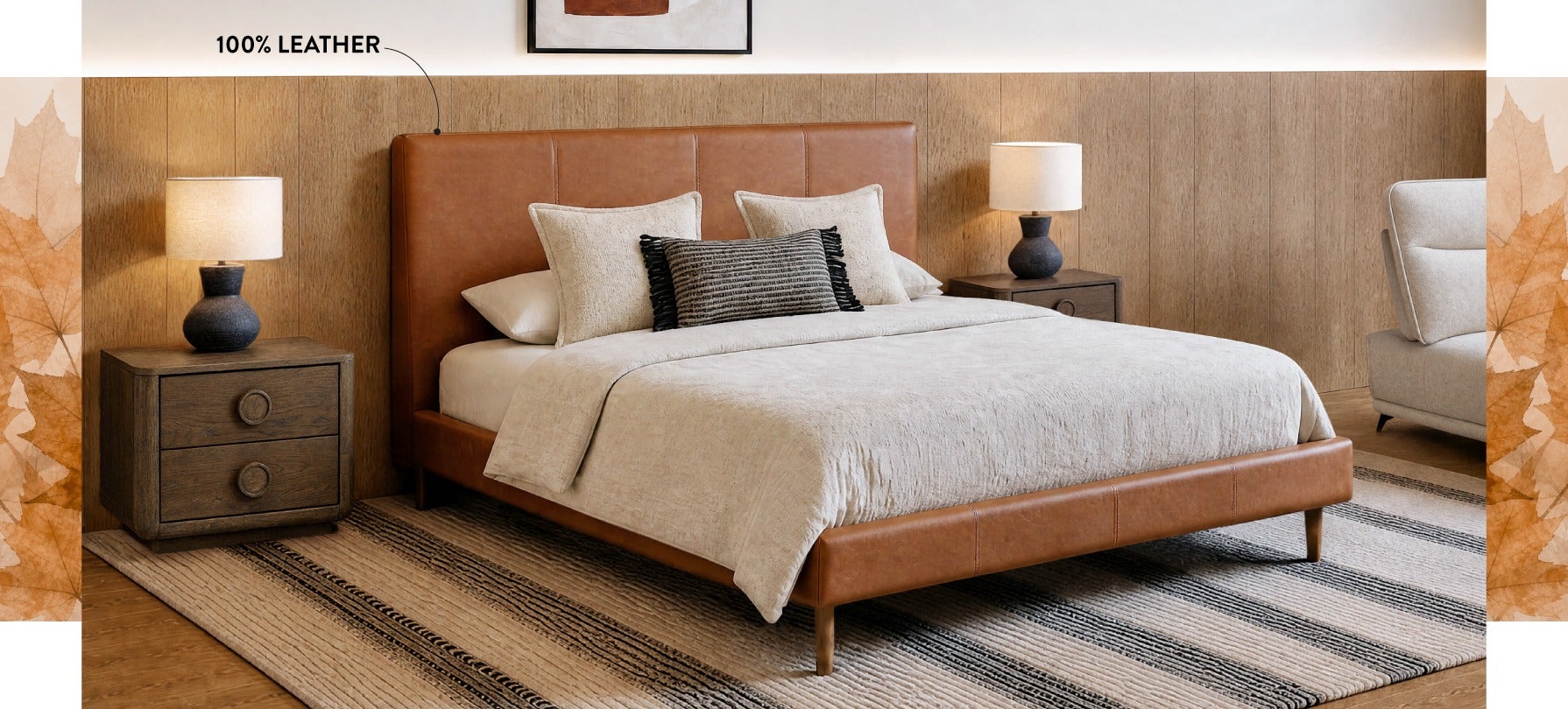 JAVIER leather queen size bed