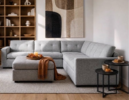 LEONIA - canapé d'angle contemporain - Gris