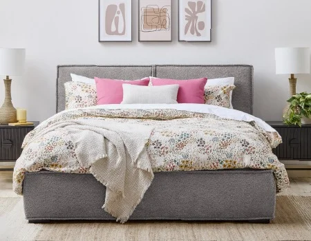 TONYA - grand lit avec rangement - Gris
