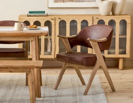 LORENA - chaise à accoudoirs de salle à manger - Brun